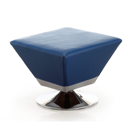 Manhattan Comfort Diamond Swivel Ottoman in Blue and Polished Chrome OT002-BL